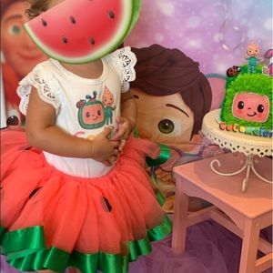 Perfect Cocomelon birthday tutu sized for 2t but can be tied
